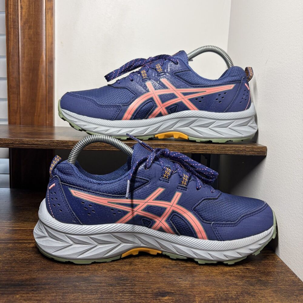 Size 8.5 Wide Womens - ASICS Gel Venture 9 Indigo Blue Papaya Trail Running Shoe - Picture 2 of 6